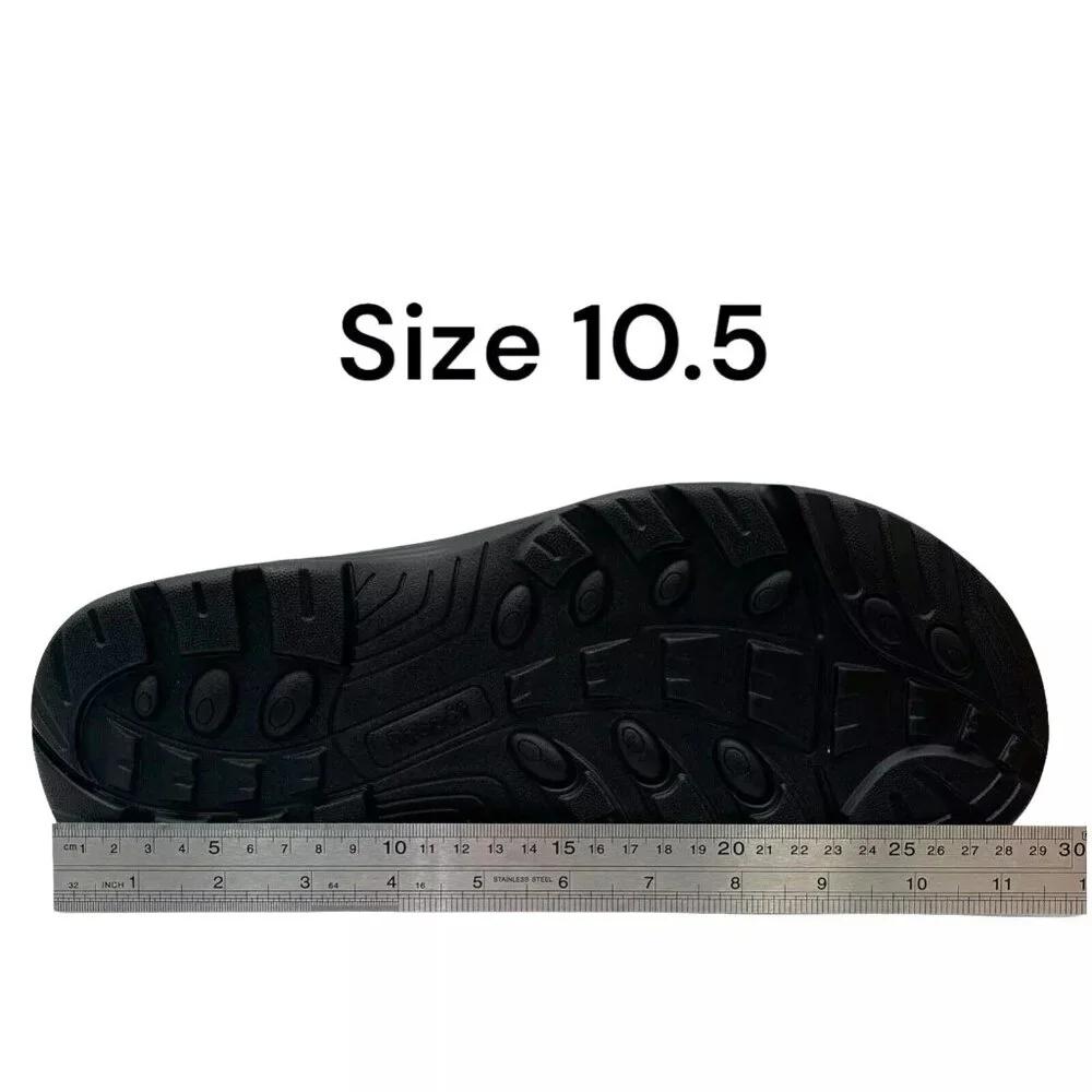 Propet Mens Slip-on Leather Sandal Size 10.5 Black Adjustable Straps Lightweight